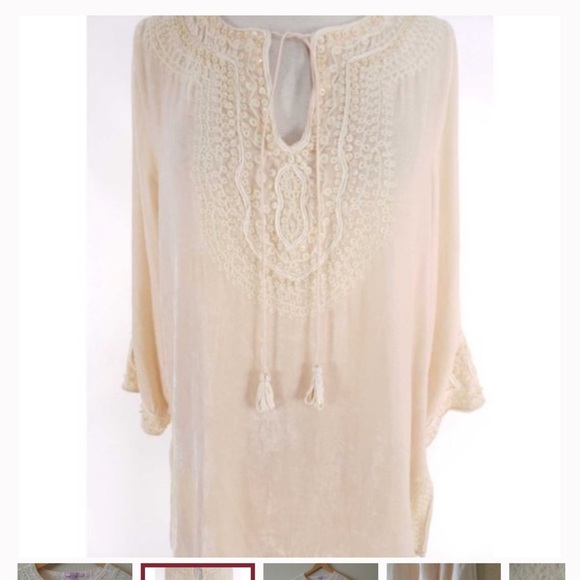 Women’s Calypso St. Barth Cream Velvet Tunic - Picture 2 of 9